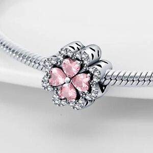 925 Sparkly Flower Charm For Pandora Bracelets & Most Others-NEW